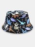 Dinosaur Graffiti Pattern Sunscreen Bucket Hat Vacation Casual