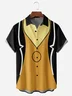 Cartoon Tuxedo Chest Pocket Short Sleeve Casual Shirt