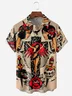 Vintage Beauty Tattoo Chest Pocket Short Sleeves Hawaiian Shirt