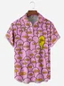 Cartoon Duck Chest Pocket Short Sleeve Casual Shirt