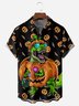 Halloween Dinosaur Chest Pocket Short Sleeve Shirt