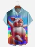 Fun Pig Chest Pocket Short Sleeve Casual Shirt