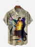 Retro Beauty Fishing Chest Pocket Short Sleeve Hawaiian Shirt