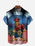 Boxing Chicken Chest Pocket Short Sleeve Shirt