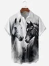 Horse Chest Pocket Short Sleeve Casual Shirt