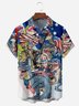 Memorial Day Flag Dinosaur Chest Pocket Short Sleeve Shirt