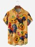 Pumpkin Cock Chest Pocket Short Sleeve Casual Shirt