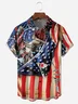 American Flag Fish Chest Pocket Short Sleeve Casual Shirt