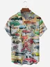 Vintage Car Chest Pocket Short Sleeve Casual Shirt