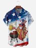 American Flag Sausage Chest Pocket Short Sleeve Shirt