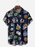 Tattoo Pattern Chest Pocket Short Sleeve Hawaiian Shirt