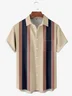 Striped Chest Pocket Short Sleeve Bowling Shirt