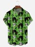 Halloween Cat Chest Pocket Short Sleeve Casual Shirts