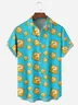 Fun Geometric Question Mark Chest Pocket Short Sleeve Casual Shirt