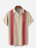 Textured Stripe Chest Pocket Short Sleeve Bowling Shirt