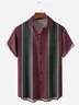 Textured Stripe Chest Pocket Short Sleeve Bowling Shirt