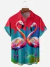 Flamingo Chest Pocket Short Sleeves Hawaiian Shirts