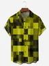 Geometry Gradient Pattern Chest Pocket Short Sleeve Shirt