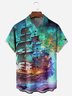 Halloween Ghost Ship Chest Pocket Short Sleeve Hawaiian Shirt