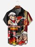 BBQ Pig Chest Pocket Short Sleeve Casual Shirt
