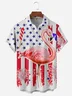 American Flag Flamingo Chest Pocket Short Sleeve Hawaiian Shirt