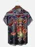 BBQ Pig Chest Pocket Short Sleeve Casual Shirt