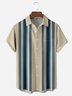 Striped Chest Pocket Short Sleeve Bowling Shirt