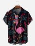 Flamingo Chest Pocket Short Sleeve Hawaiian Shirt