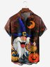 Halloween Gnome Chest Pocket Short Sleeve Casual Shirt