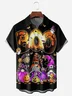 Halloween Gnome Pumpkin Chest Pocket Short Sleeve Holiday Shirt