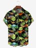 Dinosaur Leaf Chest Pocket Short Sleeve Hawaiian Shirt