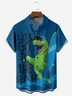 Surfing Dinosaur Chest Pocket Short Sleeve Hawaiian Shirt