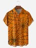 Halloween Spider Web Chest Pocket Short Sleeve Casual Shirt