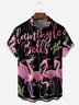 Christmas Flamingo Chest Pocket Short Sleeve Casual Shirt
