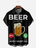 Drinks Beer Chest Pocket Short Sleeve Casual Shirt