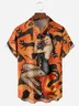 Halloween Black Cat Chest Pocket Short Sleeve Casual Shirt