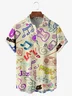 Music Guitar Chest Pocket Short Sleeve Casual Shirt