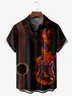 Rock Music Guitar Chest Pocket Short Sleeve Bowling Shirt