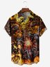 Halloween Skeleton Motorcycle Chest Pocket Short Sleeves Casual Shirt