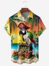 Pirate Parrot Chest Pocket Short Sleeve Hawaiian Shirt