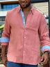 Hardaddy Cotton Color Contrast Long Sleeve Casual Shirt