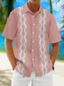 Hardaddy Geometric Striped Chest Pocket Short Sleeve Bowling Shirt