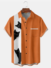 Hardaddy Men's Halloween Elements Cat Graphic Print Short Sleeve Shirt