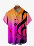 Music Note Chest Pocket Short Sleeve Hawaiian Shirt
