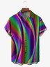 Laser Striped Print Chest Pocket Short Sleeve Casual Shirt