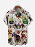 Halloween Tattoo Sticker Chest Pocket Short Sleeve Casual Shirt
