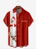 Santa Elk Chest Pocket Short Sleeve Bowling Shirt