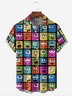 Cartoon Expression Chest Pocket Short Sleeve Casual Shirt