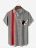 Striped Chest Pocket Short Sleeve Bowling Shirt