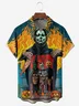 Halloween Ghost Chest Pocket Short Sleeve Casual Shirt